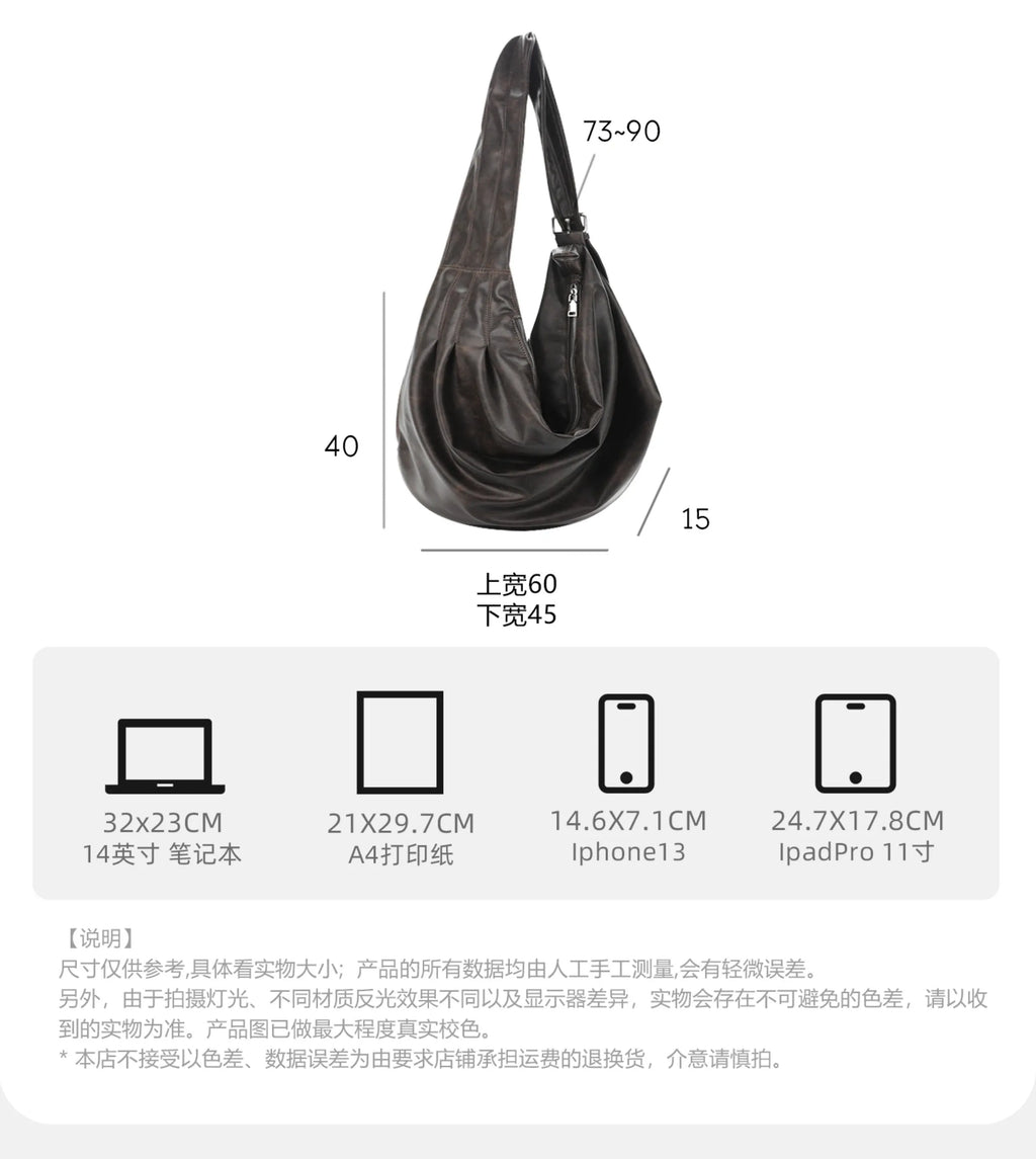 Retro Pleated Large Capacity Shoulder Bag for Women - Versatile Crossbody Bag - JStorehub 