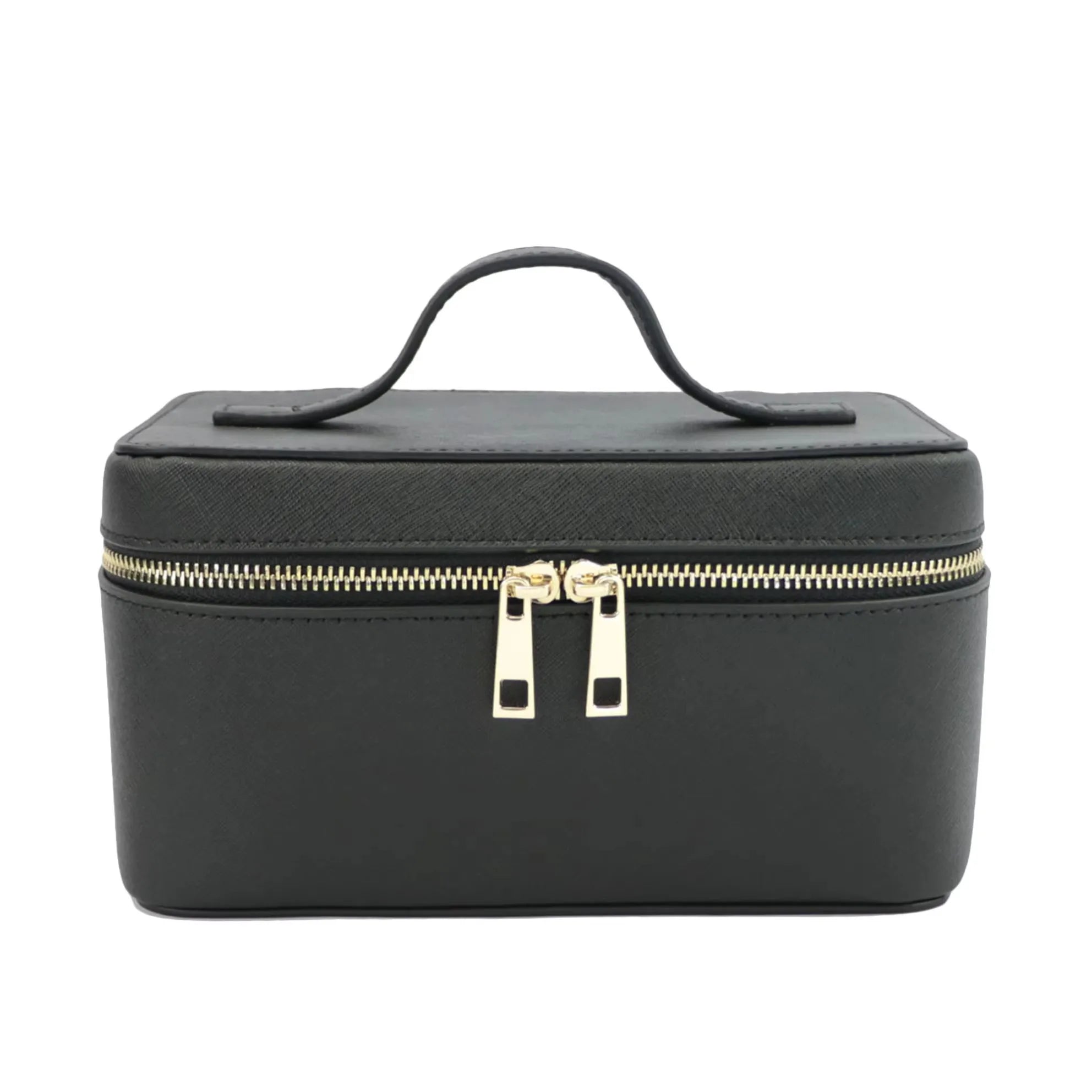 Custom Name Ladies Saffiano Split Leather Travel Toiletry Bag - Hanging Makeup Organizer - JStorehub 