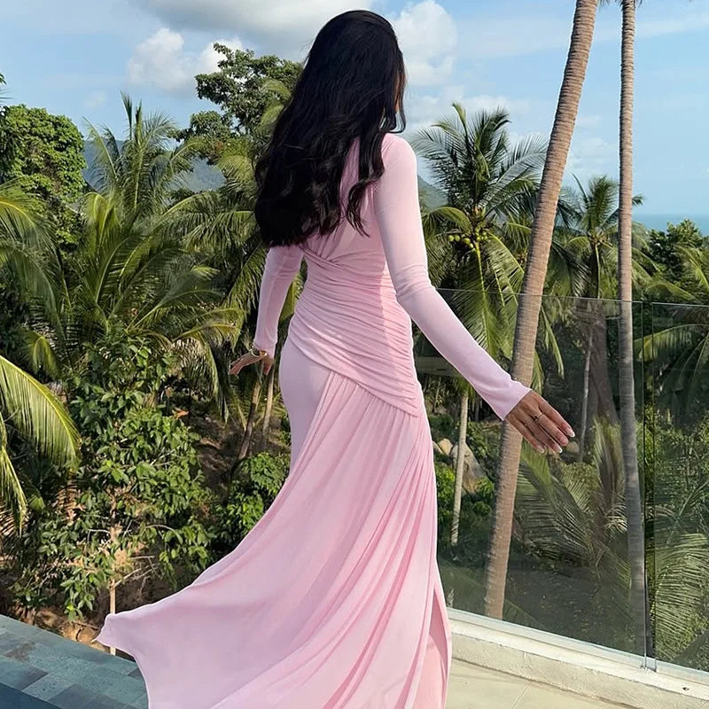Elegant Women Dresses: Irregular Pleated Maxi Dress | Salman Store
