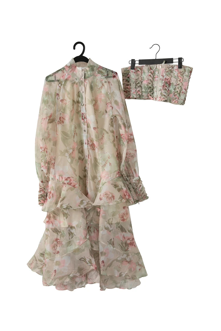 Women Dresses: Stand Collar Floral Casual Vestidos | Salman Store