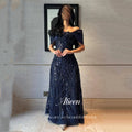 Dark Blue Sequin A-Line Evening Dress - Prom & Party Gown 2025 - SalmanStore 