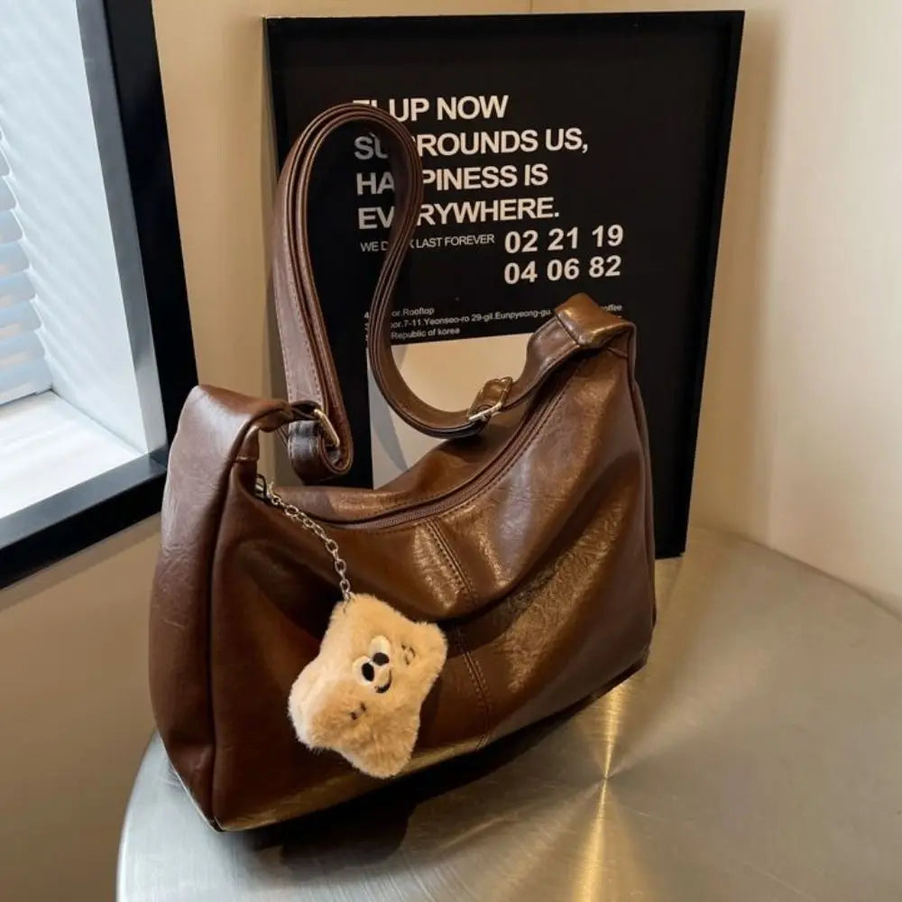 Trendy Slouchy Shoulder Bag for Women - PU Leather Large Capacity Hobo Tote - JStorehub 