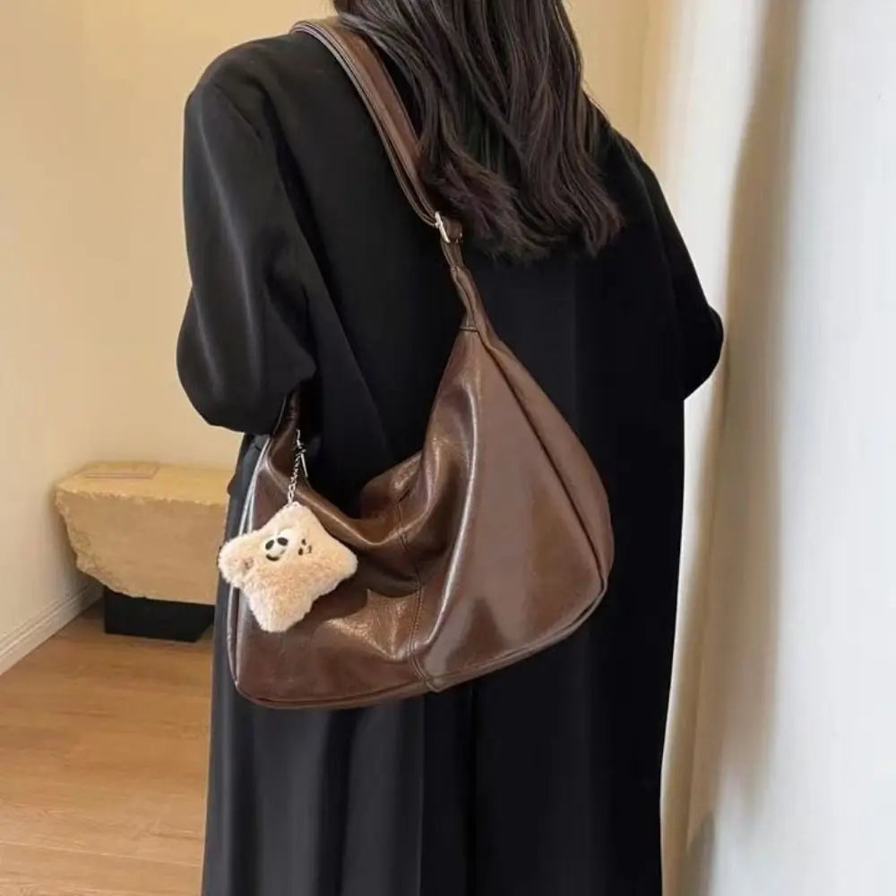 Trendy Slouchy Shoulder Bag for Women - PU Leather Large Capacity Hobo Tote - JStorehub 