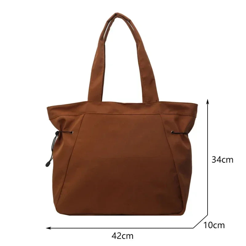 Casual Large Capacity Tote Bag for Women - Simple Aesthetic Drawstring Shoulder Bag - JStorehub 