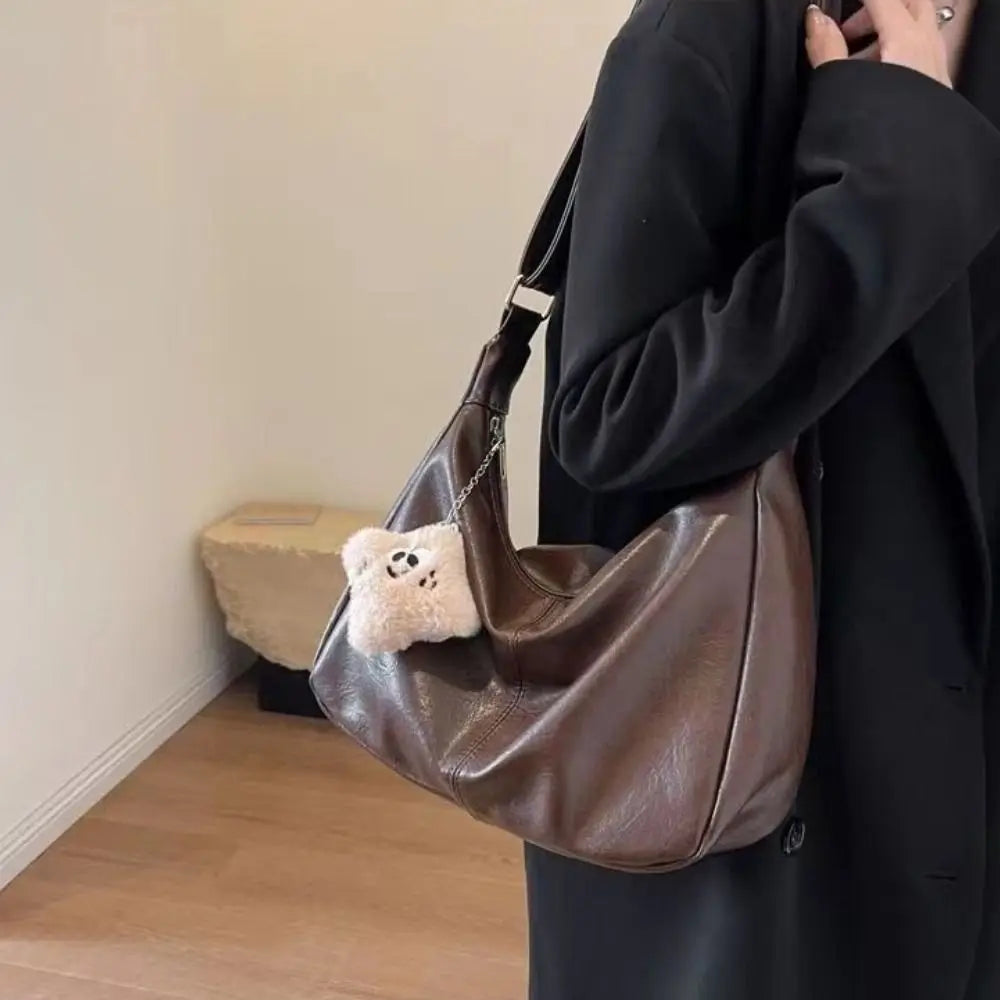 Trendy Slouchy Shoulder Bag for Women - PU Leather Large Capacity Hobo Tote - JStorehub 