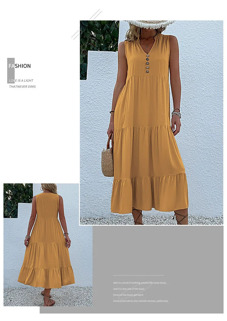 Women Dresses: Casual Summer Midi Dress - Salman Store