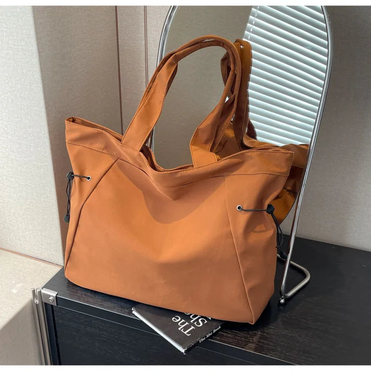 Casual Large Capacity Tote Bag for Women - Simple Aesthetic Drawstring Shoulder Bag - JStorehub 