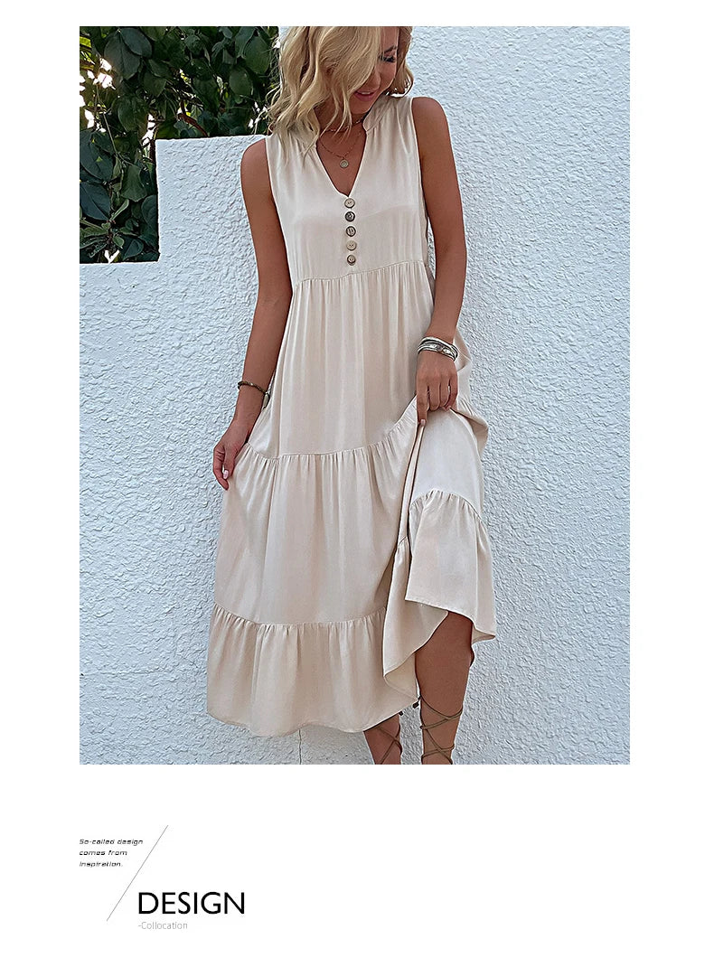 Women Dresses: Casual Summer Midi Dress - Salman Store