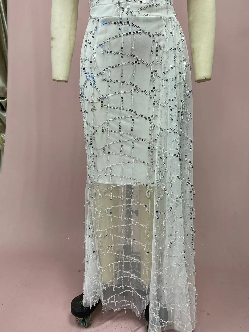 Silver Lace-Up Tank Dress for Women - Sexy V-Neck Sleeveless Summer Dress - JStorehub 