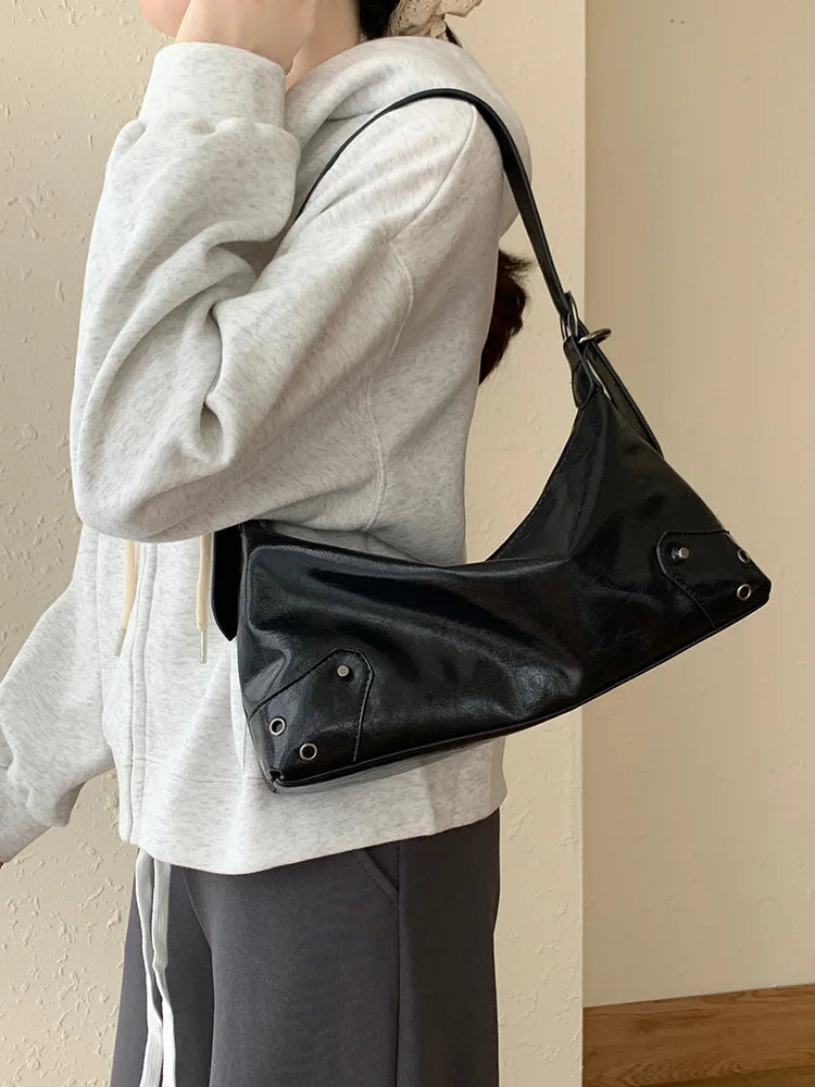 PU Leather Retro Underarm Bag for Women - Y2K Vintage Small Crossbody Handbag - JStorehub 
