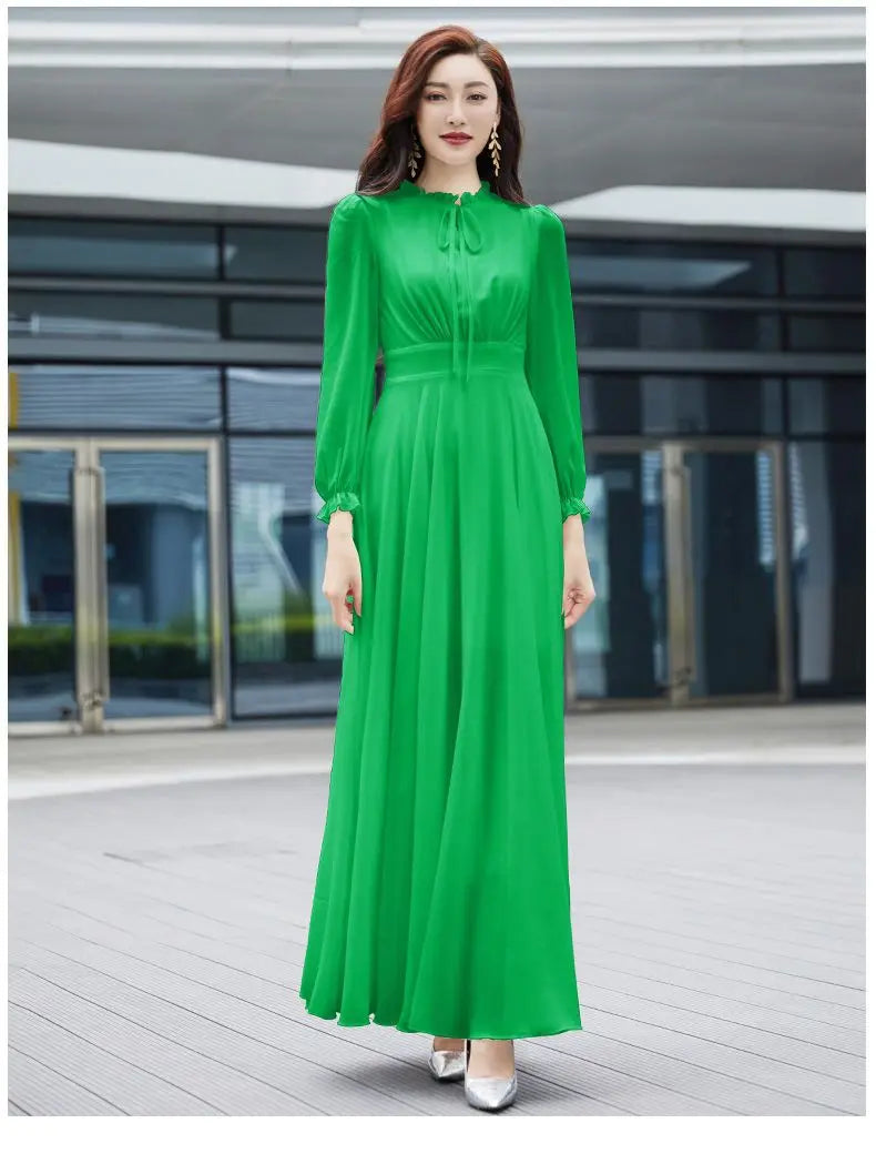 2026 Bohemian Beach Long Chiffon Dress - Elegant Long Sleeve 4XL - JStorehub 