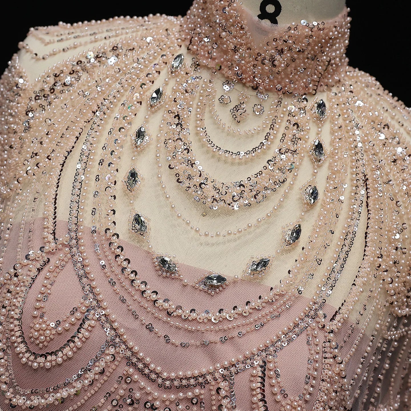 Customized Luxury Nude Caftan Prom Evening Dress - Elegant Party Gown - JStorehub 