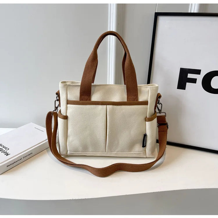Women's Bag Multiple Pockets Shoulder Bag Large Capacity Canvas - SalmanStore 