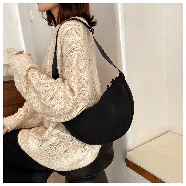 Casual Nylon Hobo Crossbody Bag for Women - Large Capacity Designer Shoulder