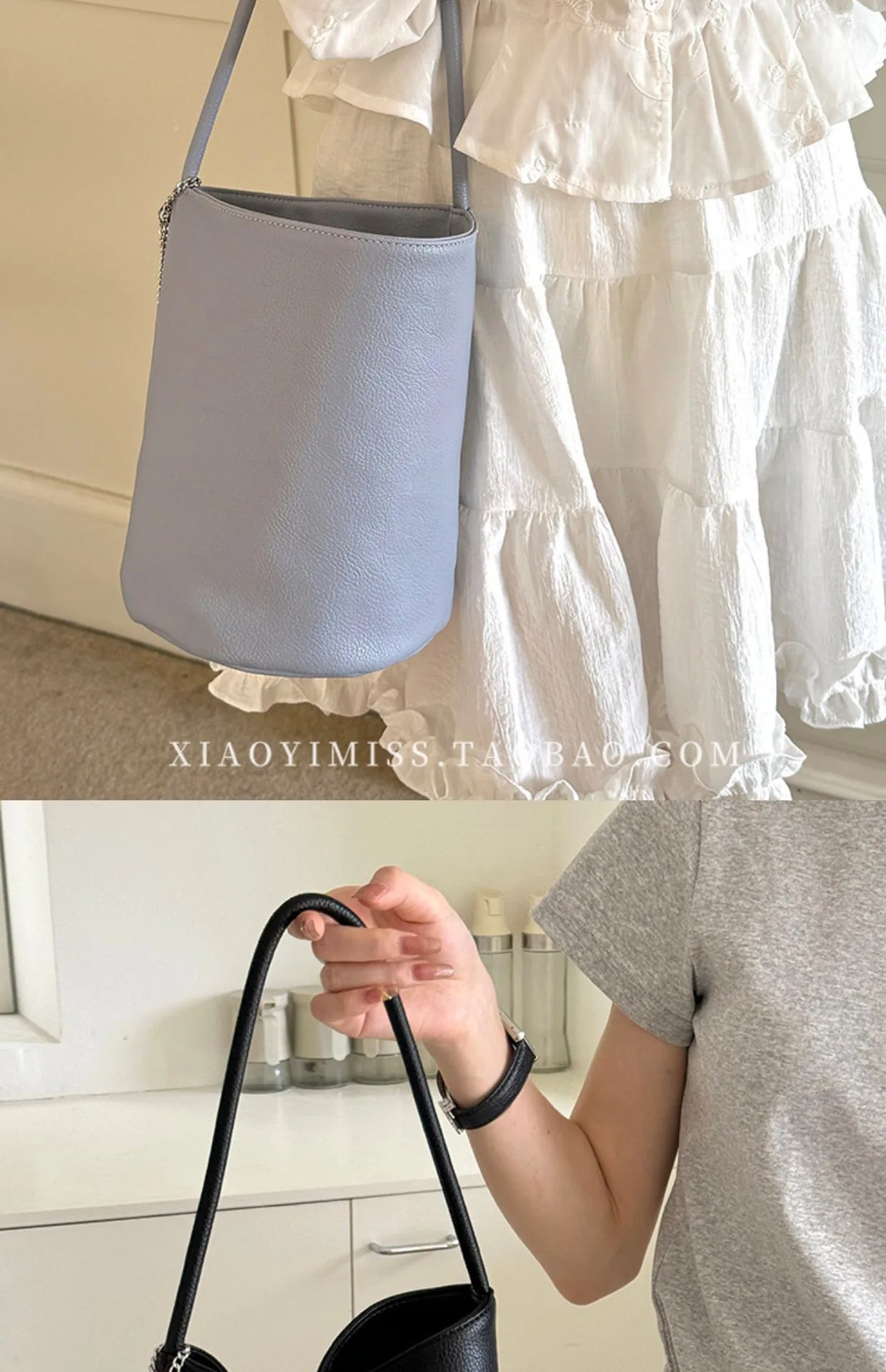2026 Lychee Pattern Soft Leather Bucket Bag for Women - Casual Underarm Handbag - JStorehub 