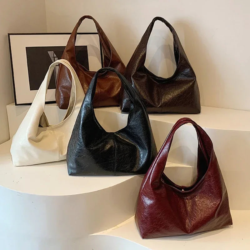 Large Capacity PU Leather Hobo Underarm Bag - 2026 Y2K Trend Shoulder Tote for Women - JStorehub 