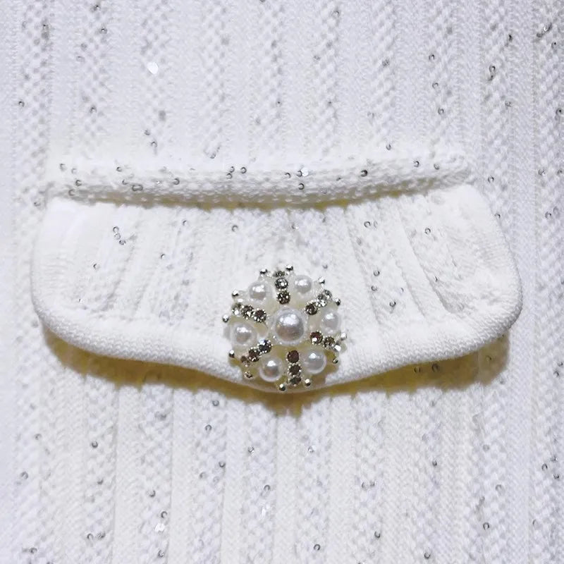 Women Dresses - Polo Neck Knitted Dress Y2K - Salman Store
