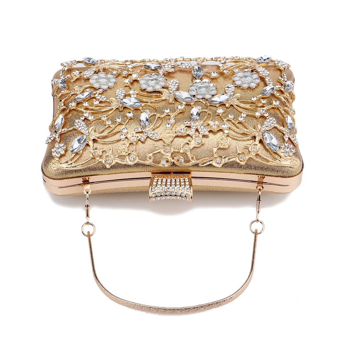 New Arrival Women Day Clutch Hollow Out Style Diamonds Party Evening Bags Pink Mixed Color Wedding Bridal Handbags With Chain