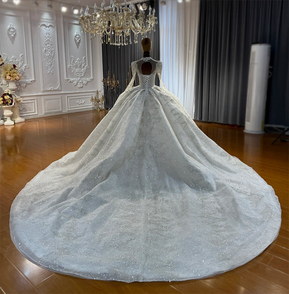 Customized Full Beading V-Neck Wedding Dress - Amanda Novias 2026 Bridal Gown - JStorehub 