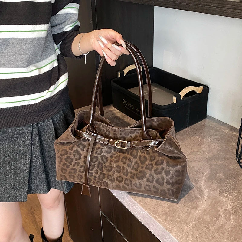 Leopard PU Leather Shoulder Bag for Women - 2026 Luxury Trend Tote Handbag - JStorehub 