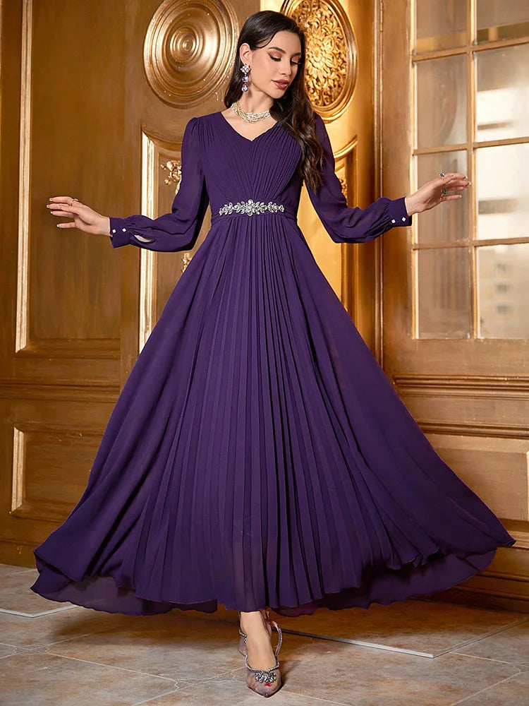 Women Dresses: Elegant Evening V-Neck Dress - Salman Store