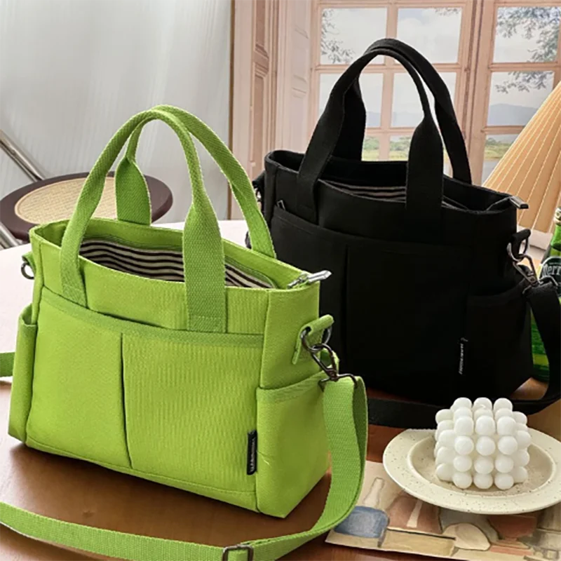 Women's Bag Multiple Pockets Shoulder Bag Large Capacity Canvas - SalmanStore 
