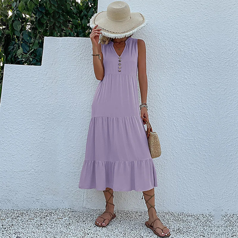 Women Dresses: Casual Summer Midi Dress - Salman Store