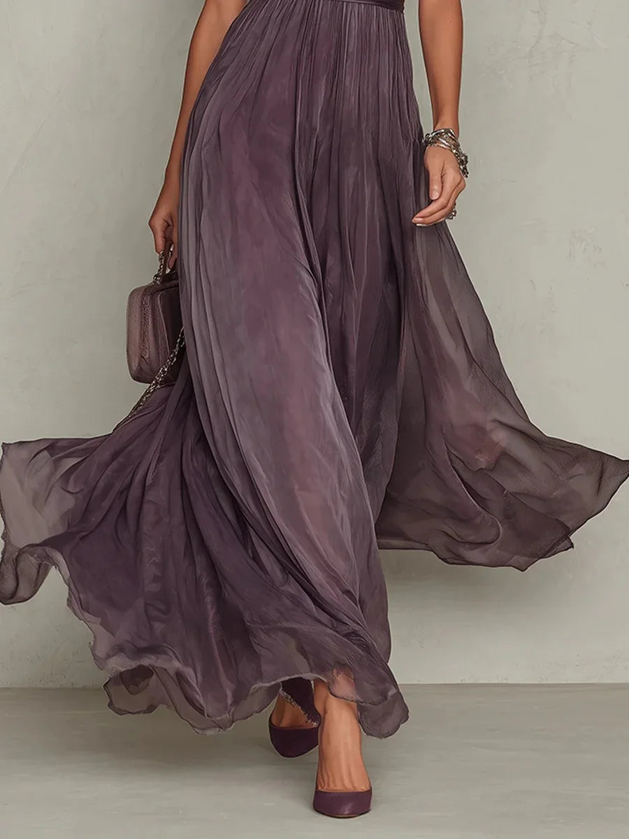 Vintage Hollow Out Maxi Dress - Stand Collar Lantern Sleeve Pleated Tunic - JStorehub 