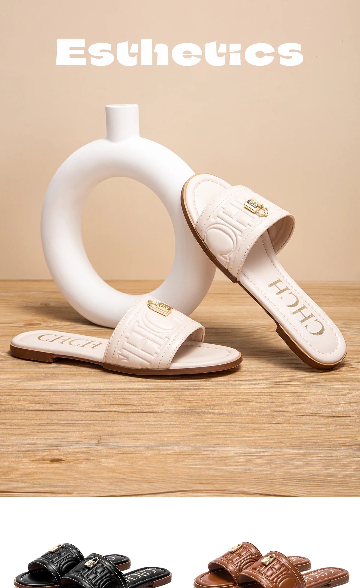 Women's Solid Color Embossed Flat Sandals - Simple Fashion Summer Slippers - JStorehub 