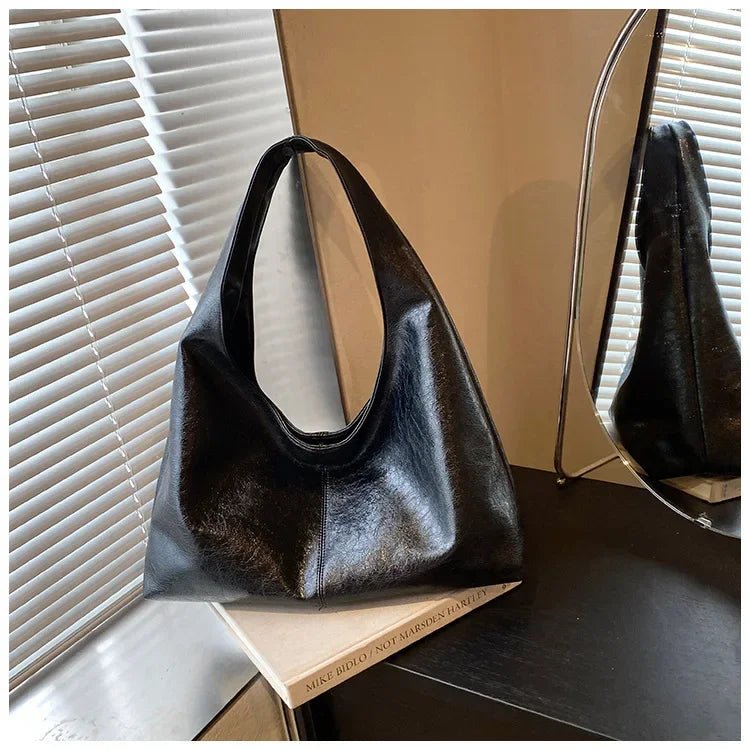 Large Capacity PU Leather Hobo Underarm Bag - 2026 Y2K Trend Shoulder Tote for Women - JStorehub 