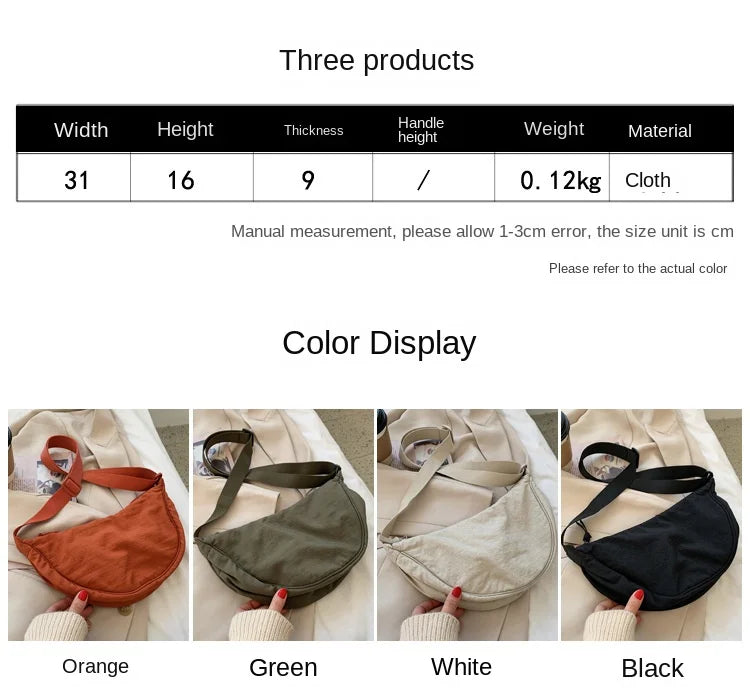 Casual Nylon Hobo Crossbody Bag for Women - Large Capacity Designer Shoulder - JStorehub 