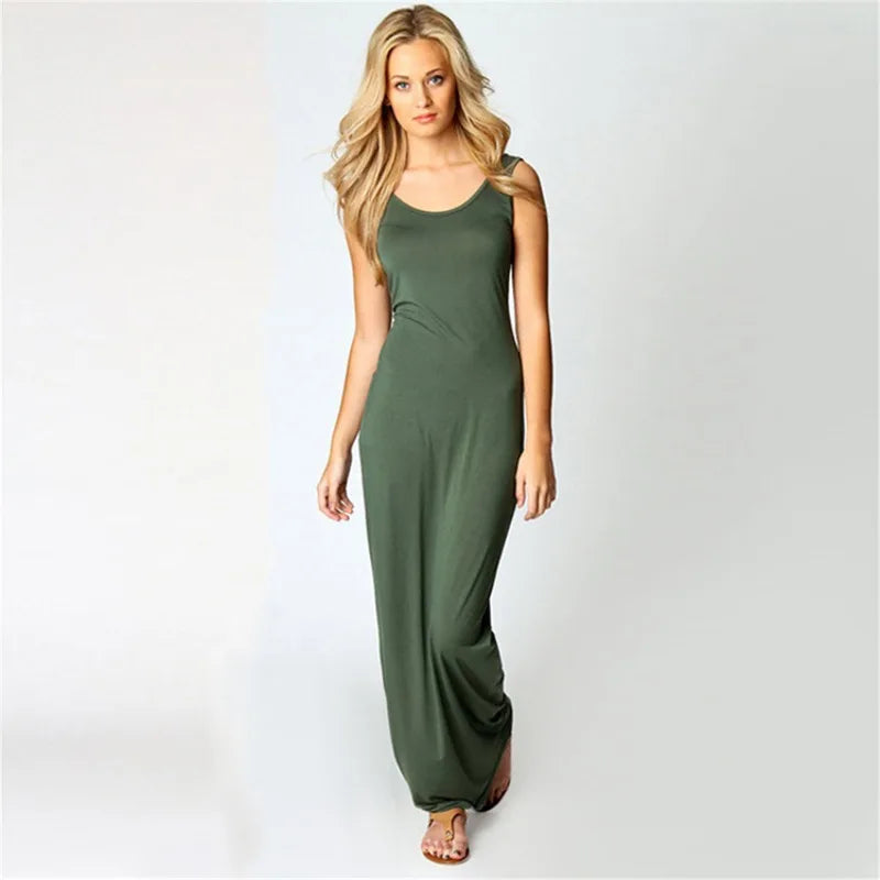 Elegant Women's Maxi Dress - Sleeveless Bodycon for Spring/Summer