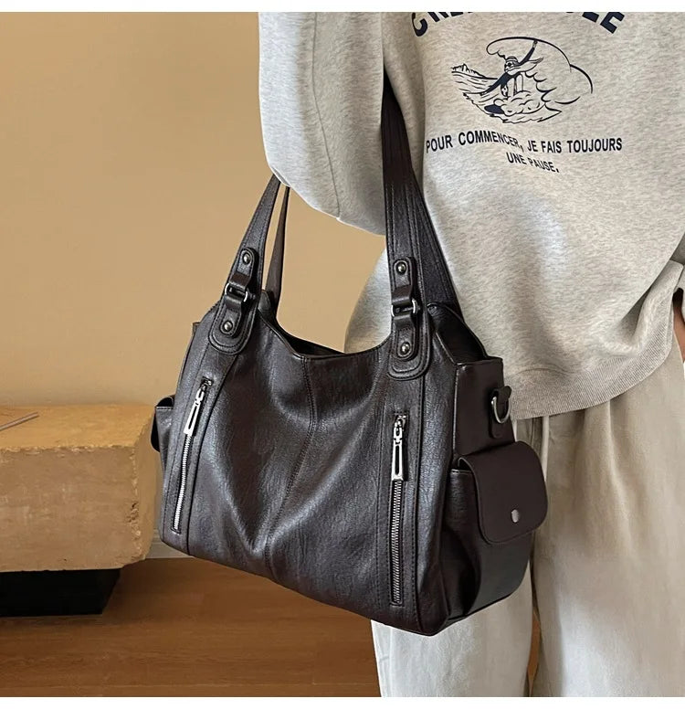 Soft Interior Shoulder Bag 2026 - High Quality Contrasting Color PU Handbag for Wome - JStorehub 