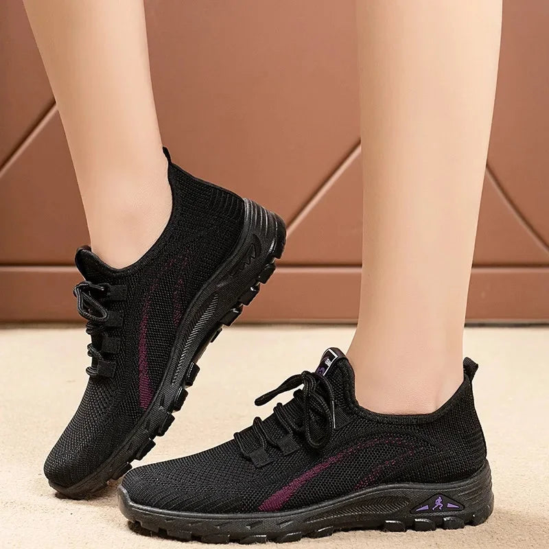 Black Beijing Cloth Casual Work Shoes for Women - Comfortable Slip-On Flats