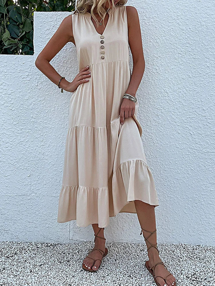 Women Dresses: Casual Summer Midi Dress - Salman Store