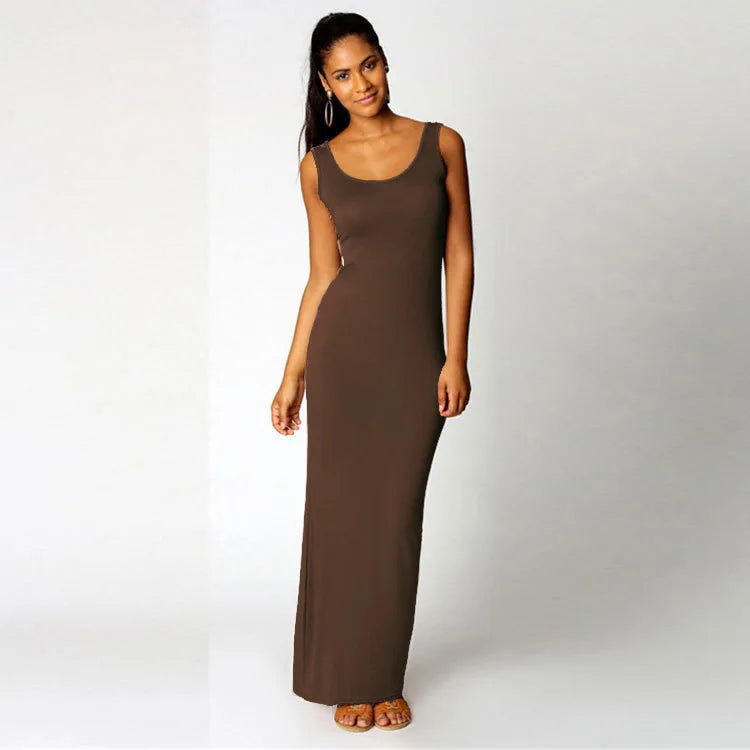 Elegant Women's Maxi Dress - Sleeveless Bodycon for Spring/Summer