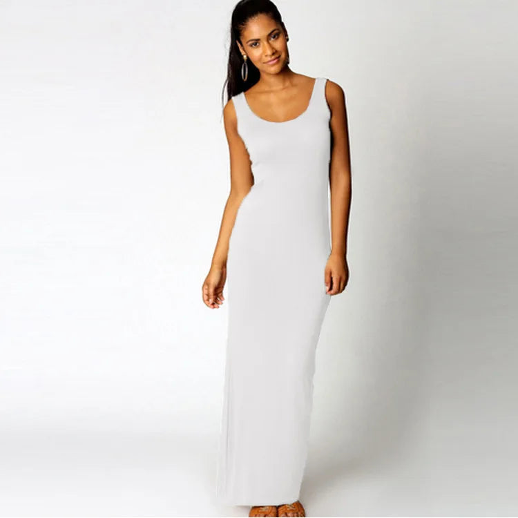 Elegant Women's Maxi Dress - Sleeveless Bodycon for Spring/Summer