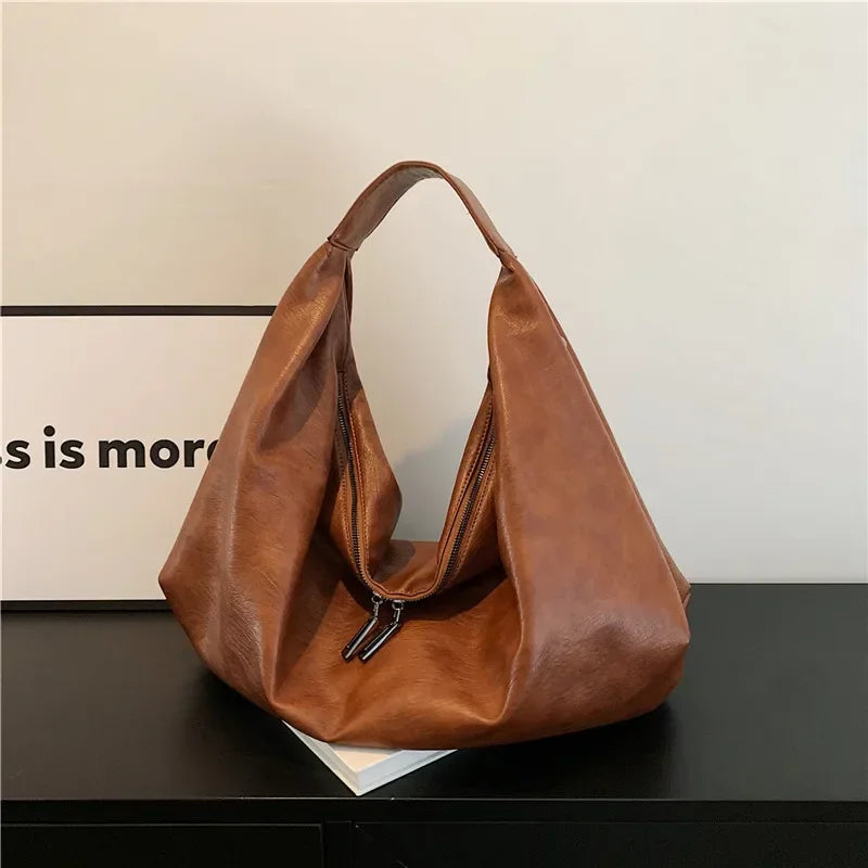 Big Black Shoulder Bag for Women - Large Hobo Soft Leather Crossbody Tote Bag