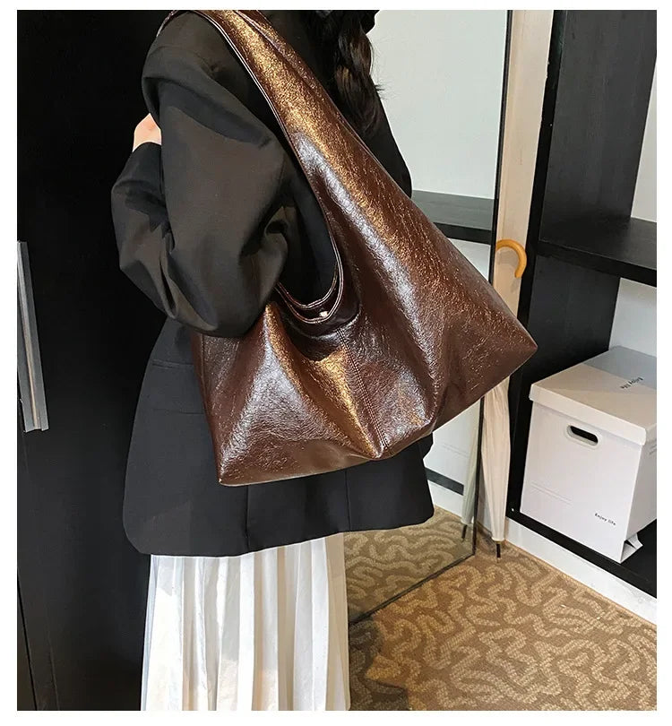 Big Black Shoulder Bag for Women - Large Hobo Soft Leather Crossbody Tote Bag