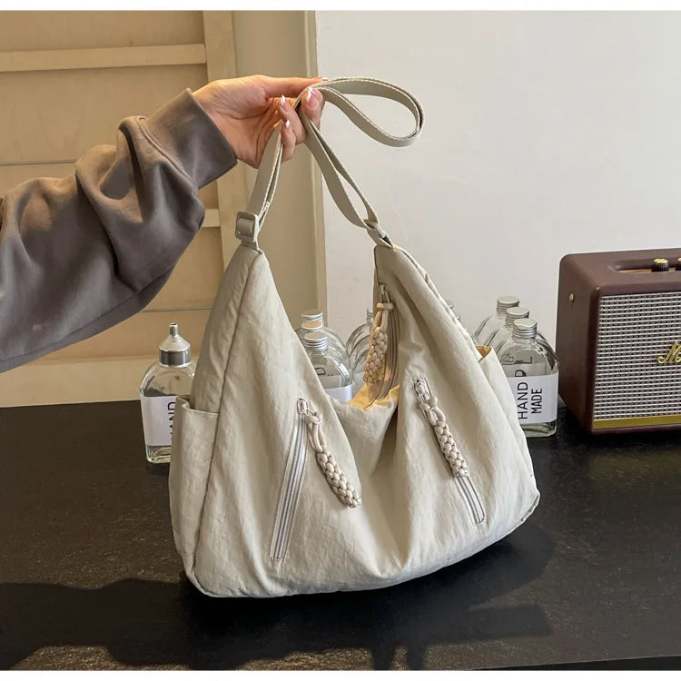 Trendy Women's Soft Cloth Shoulder Bag - Solid Color Y2K Casual Big Crossbody Bag 2026
