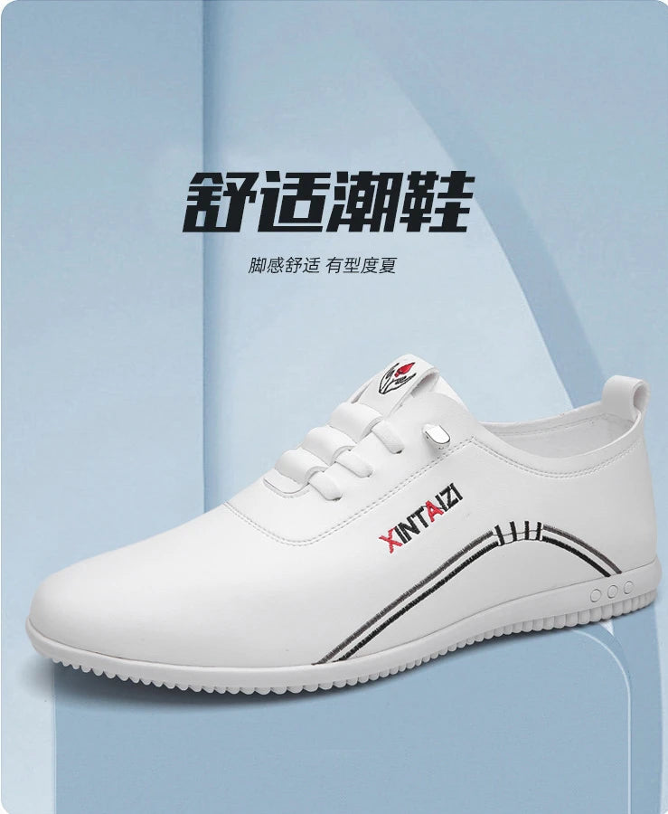 2024 casual men leather shoes Versatile Business White footwear Fashion anti slip comfortable loafers male new lightweight flat