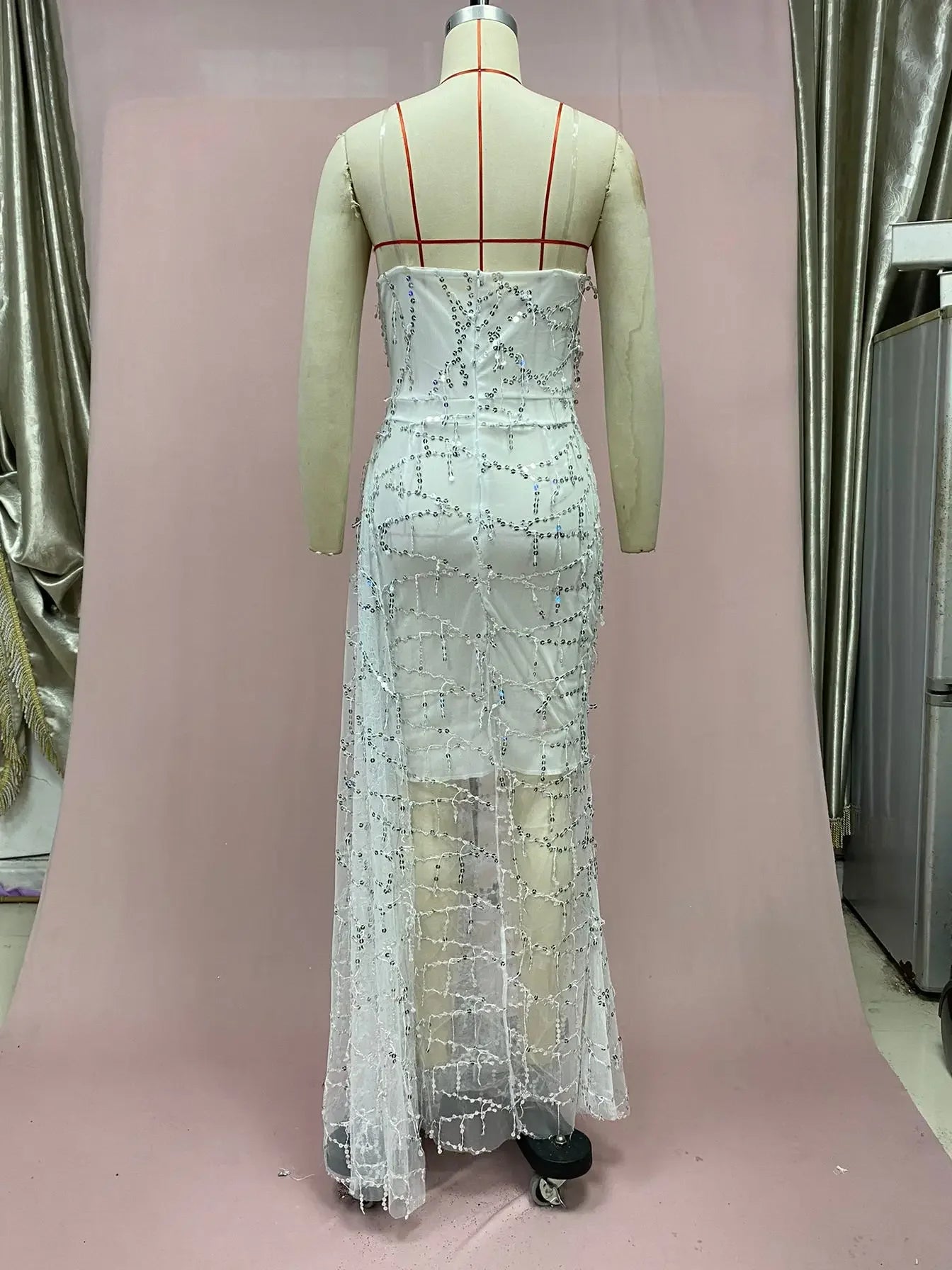 Silver Lace-Up Tank Dress for Women - Sexy V-Neck Sleeveless Summer Dress - JStorehub 