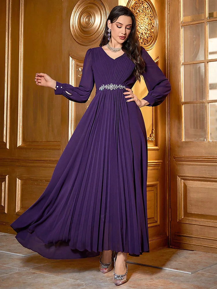 Women Dresses: Elegant Evening V-Neck Dress - Salman Store
