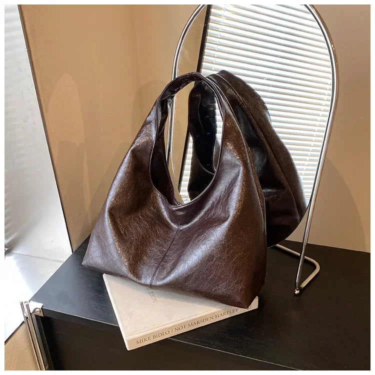 Large Capacity PU Leather Hobo Underarm Bag - 2026 Y2K Trend Shoulder Tote for Women - JStorehub 