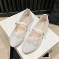 White Bow Hollow Slip-On Flat Shoes for Women - Sweet Ballet Flats