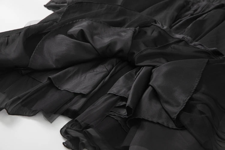 Women's Dresses Sexy V Neck Long Sleeves Velvet Patchwork Ruffles Elegant Fashion Designer Party Prom Gown - SalmanStore 