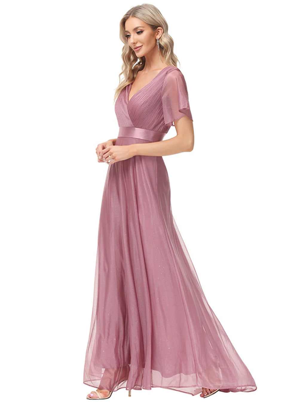 Sexy Pink Chiffon Tulle Maxi Summer Dress - Casual Vintage Long Party Gown - JStorehub 