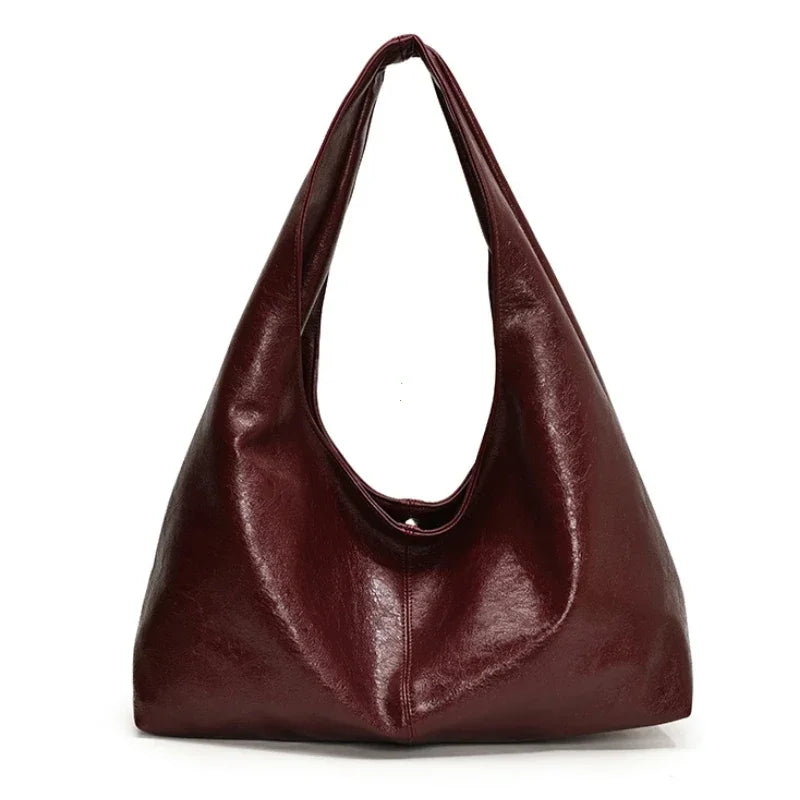 Large Capacity PU Leather Hobo Underarm Bag - 2026 Y2K Trend Shoulder Tote for Women - JStorehub 