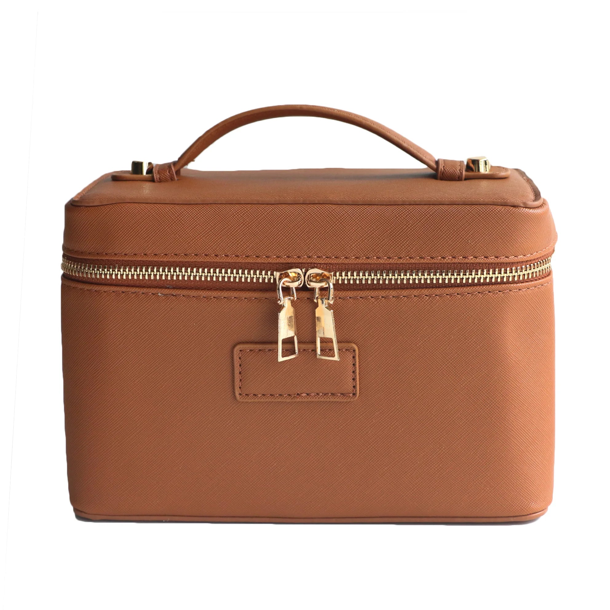 Custom Name Ladies Saffiano Split Leather Travel Toiletry Bag - Hanging Makeup Organizer - JStorehub 