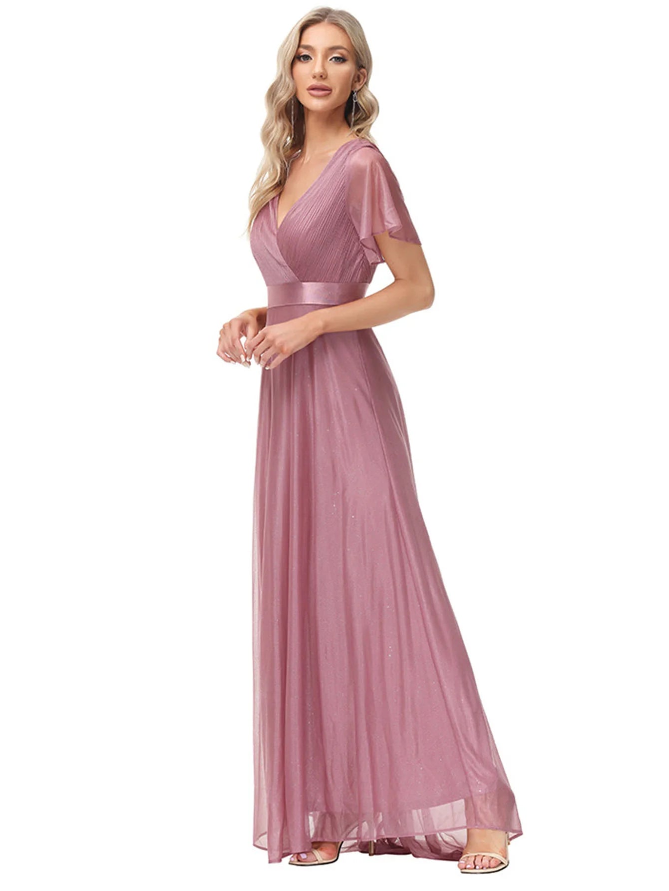 Sexy Pink Chiffon Tulle Maxi Summer Dress - Casual Vintage Long Party Gown - JStorehub 